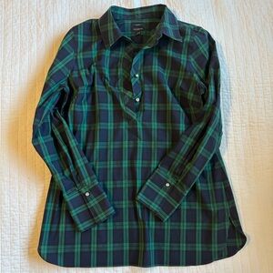 Talbots Green and Navy Plaid Shirt